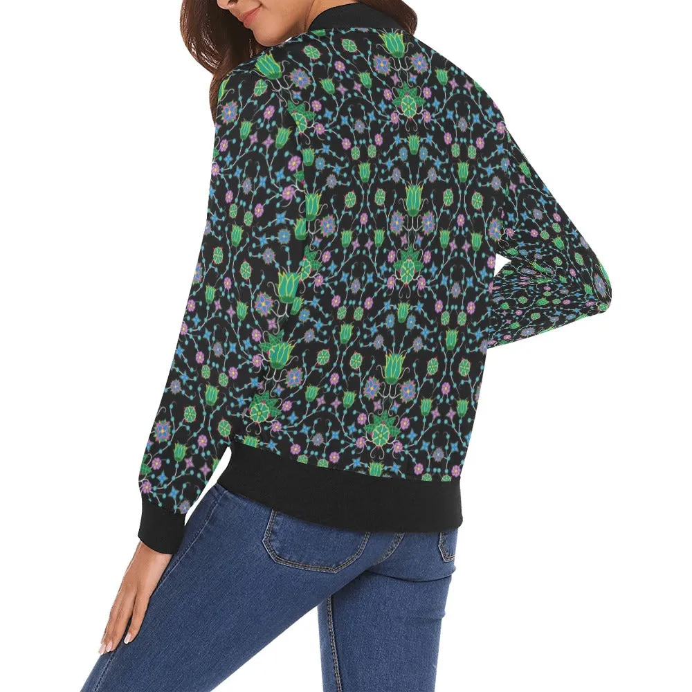 Floral Damask Garden Bomber Jacket for Women