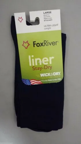 Fox River 4478 Wick Dry Alturas Socks Ultra-Lightweight Crew Liner Sock Blue XL