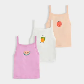 Fruits Pastel Rib Vest Pack of 3