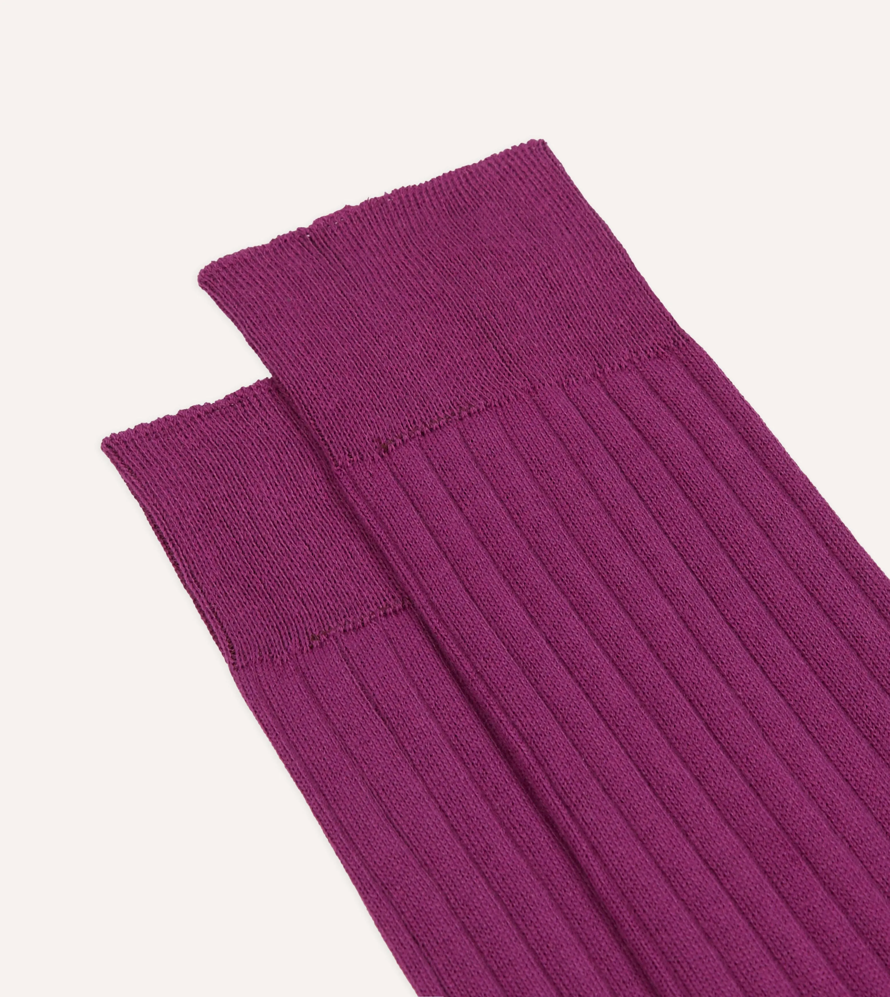 Fuchsia Cotton Mid-Calf Socks