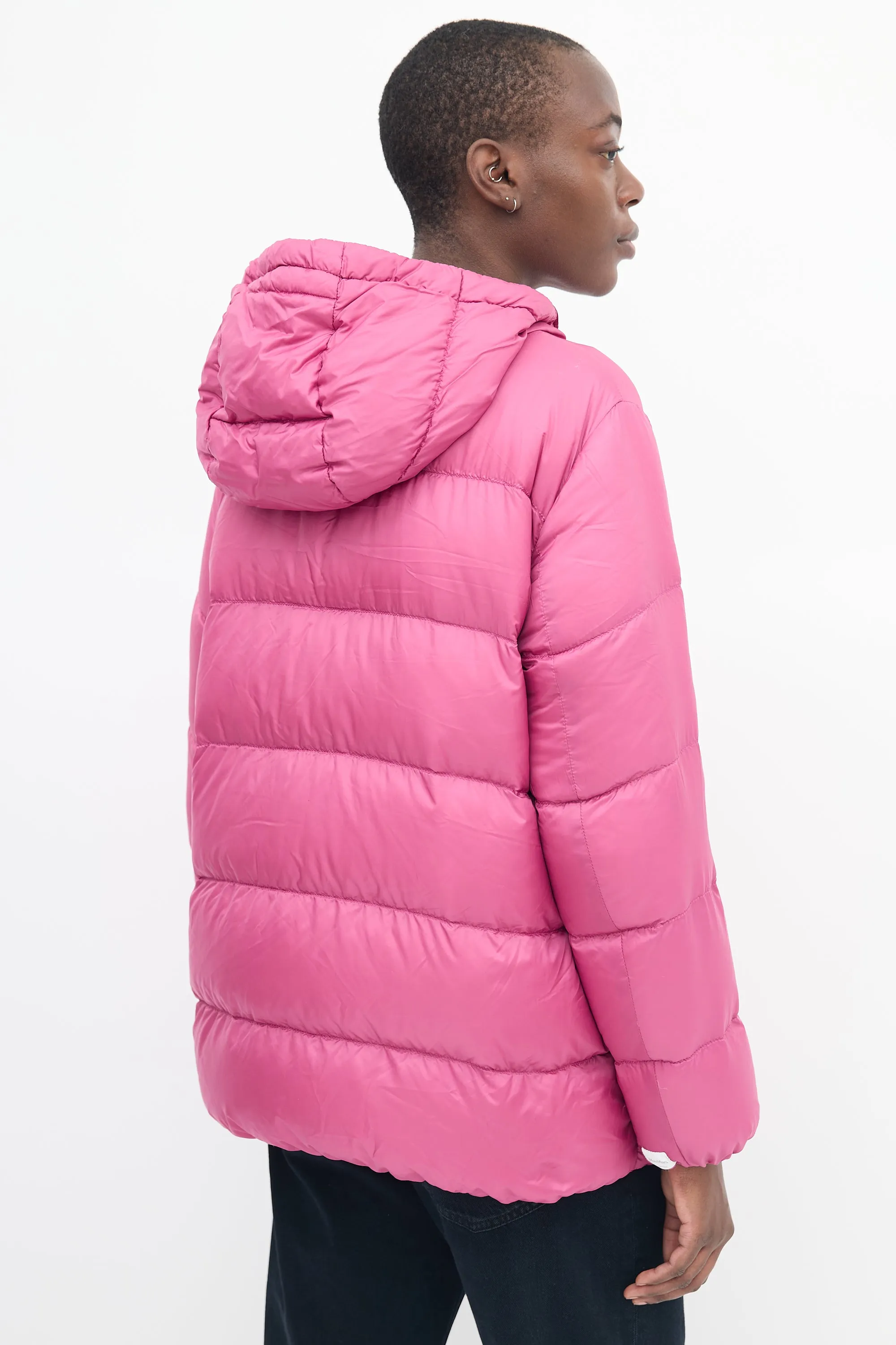 Fuchsia Down Hooded Puffer Jacket