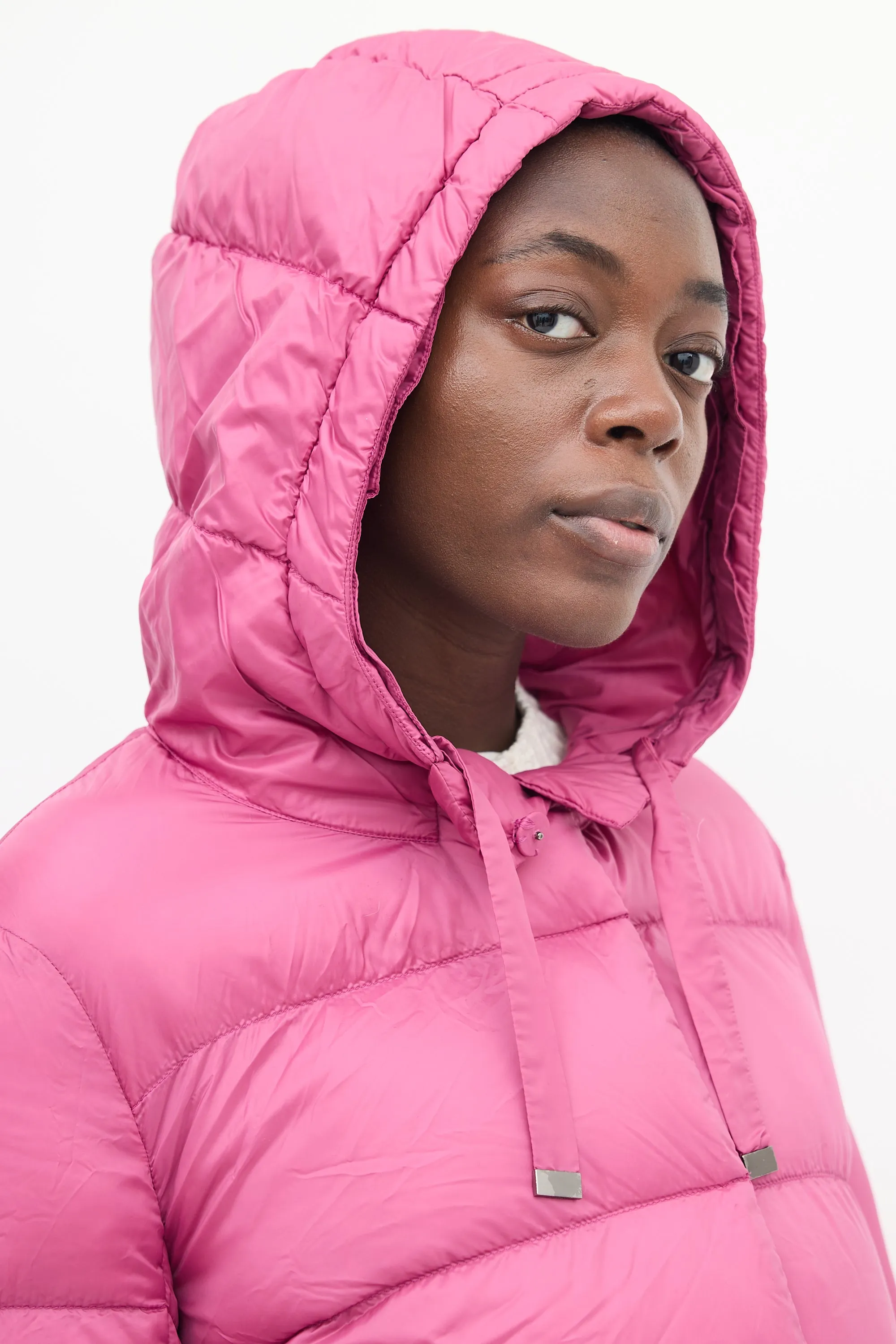 Fuchsia Down Hooded Puffer Jacket