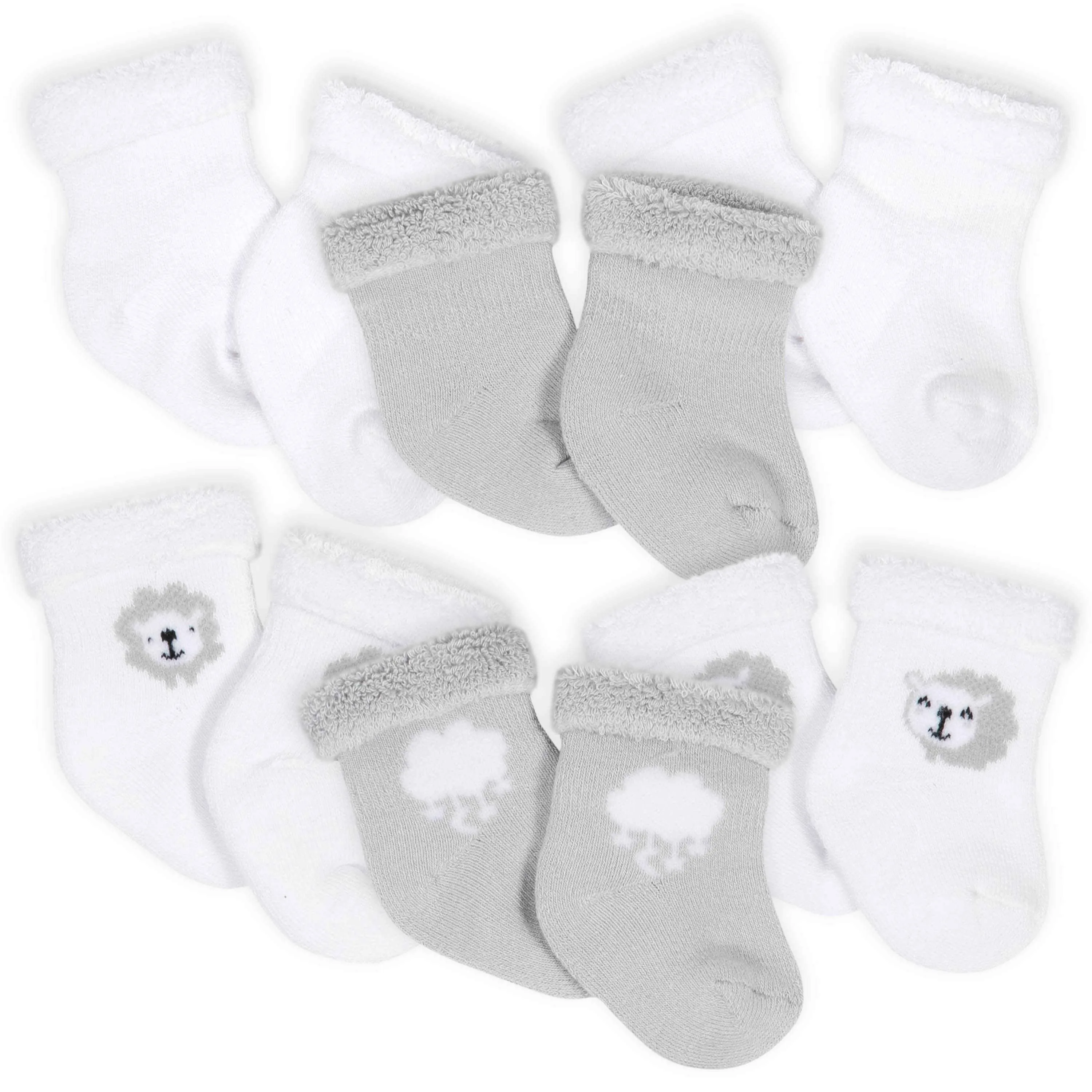 Gerber® 6-Pack Baby Neutral Sheep Wiggle-Proof® Terry Bootie Socks