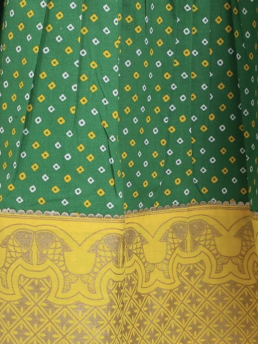 Girl Bandhani Pattu Pavdai-Yellow