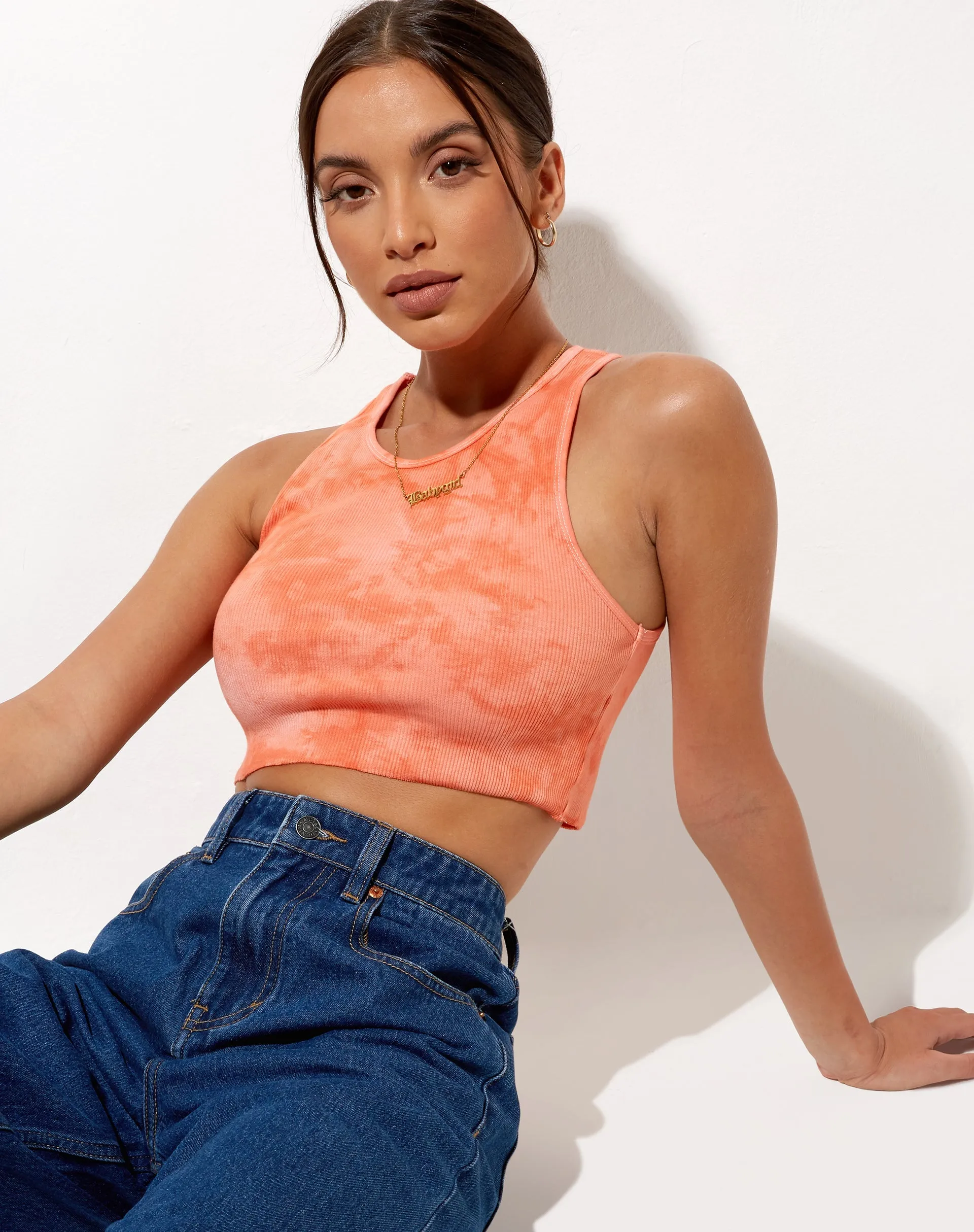 Givas Crop Top in Tangerine Tie Dye