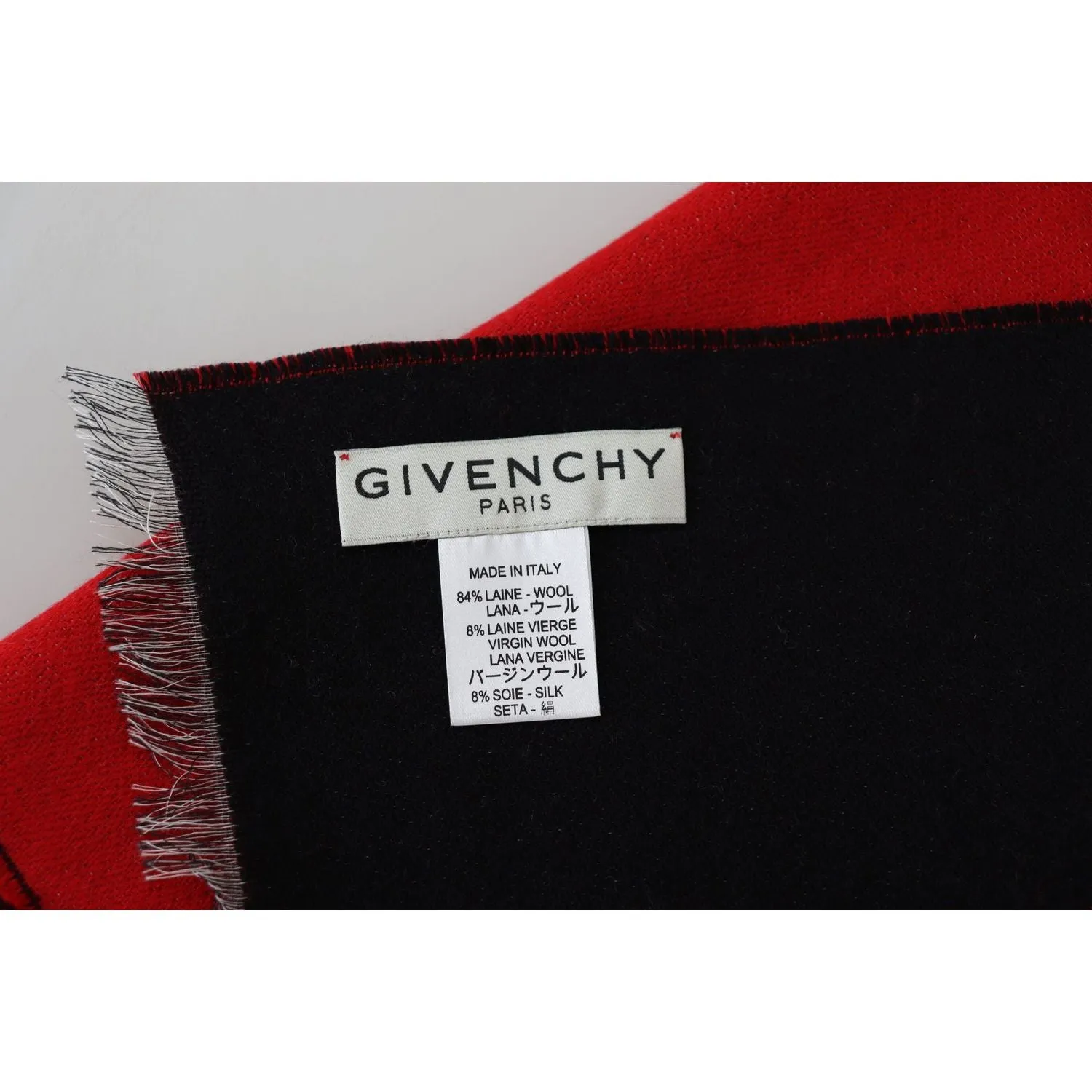 Givenchy Elegant Red Wool Blend Unisex Scarf