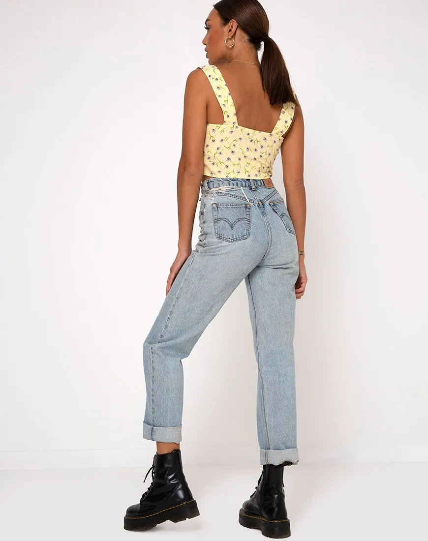 Gladis Vest Crop Top in Wild Flower Lemon Drop