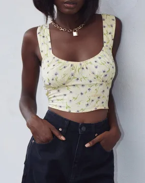 Gladis Vest Crop Top in Wild Flower Lemon Drop