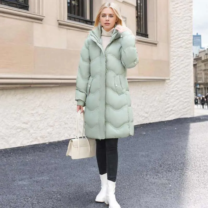 Glow Chic's Below the Knee Mid-Length Down Jacket