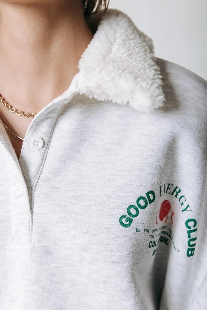 Good Energy Collar Drppd Sh Sweat - Grijs Melee