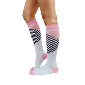 Graduated Compression Socks in Pastel Chevron