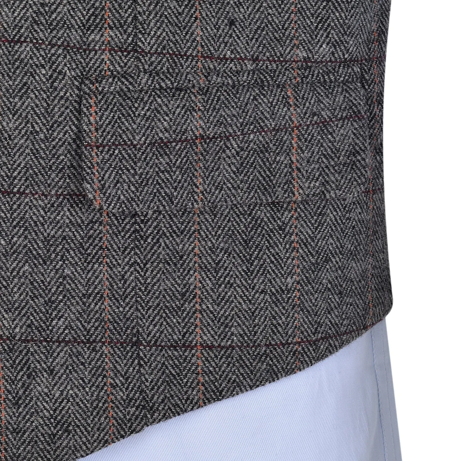 Grey Casual Men's Suit Vest Plaid Notch Lapel Waistcoat