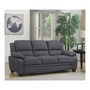 Grey Fabric Sofa With High Back And Pillows Over The Arms