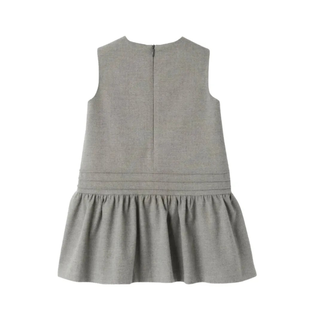 Grey Sleeveless Ruffle Bottom Dress