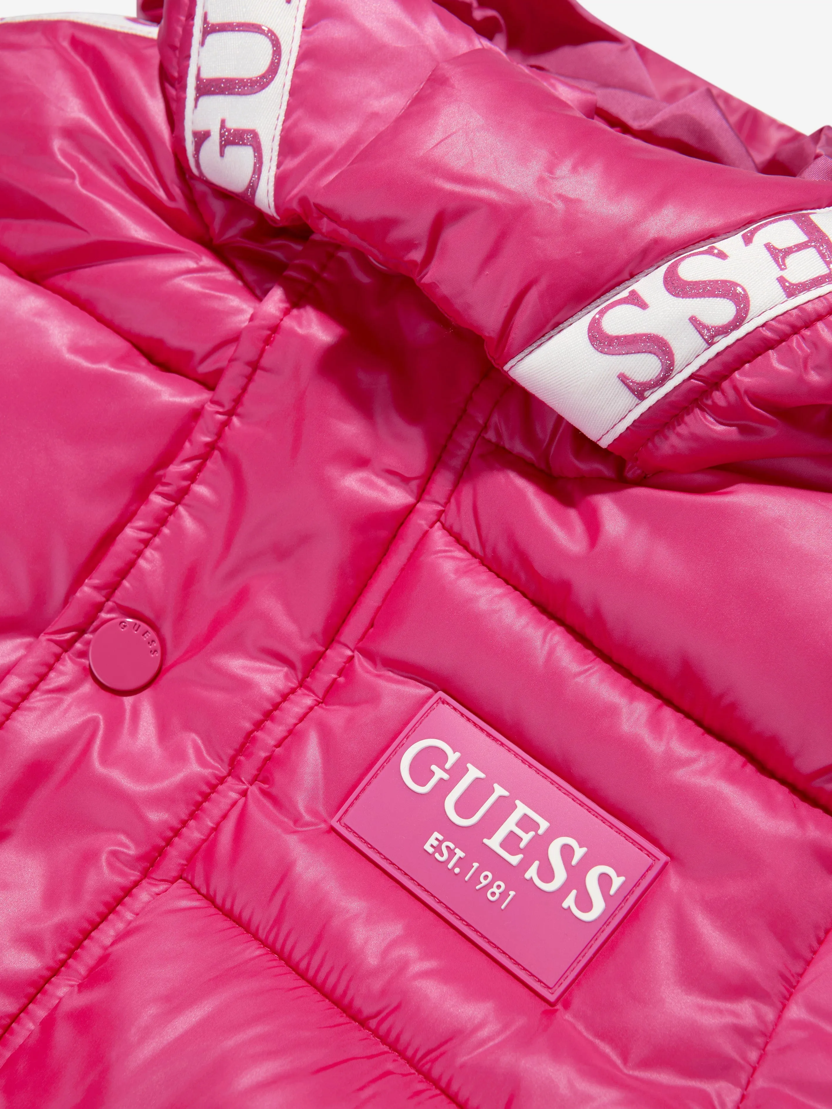 Guess Girls Puffer Jacket in Pink