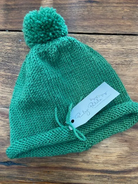 Hand Knitted Beanie with Pom Pom