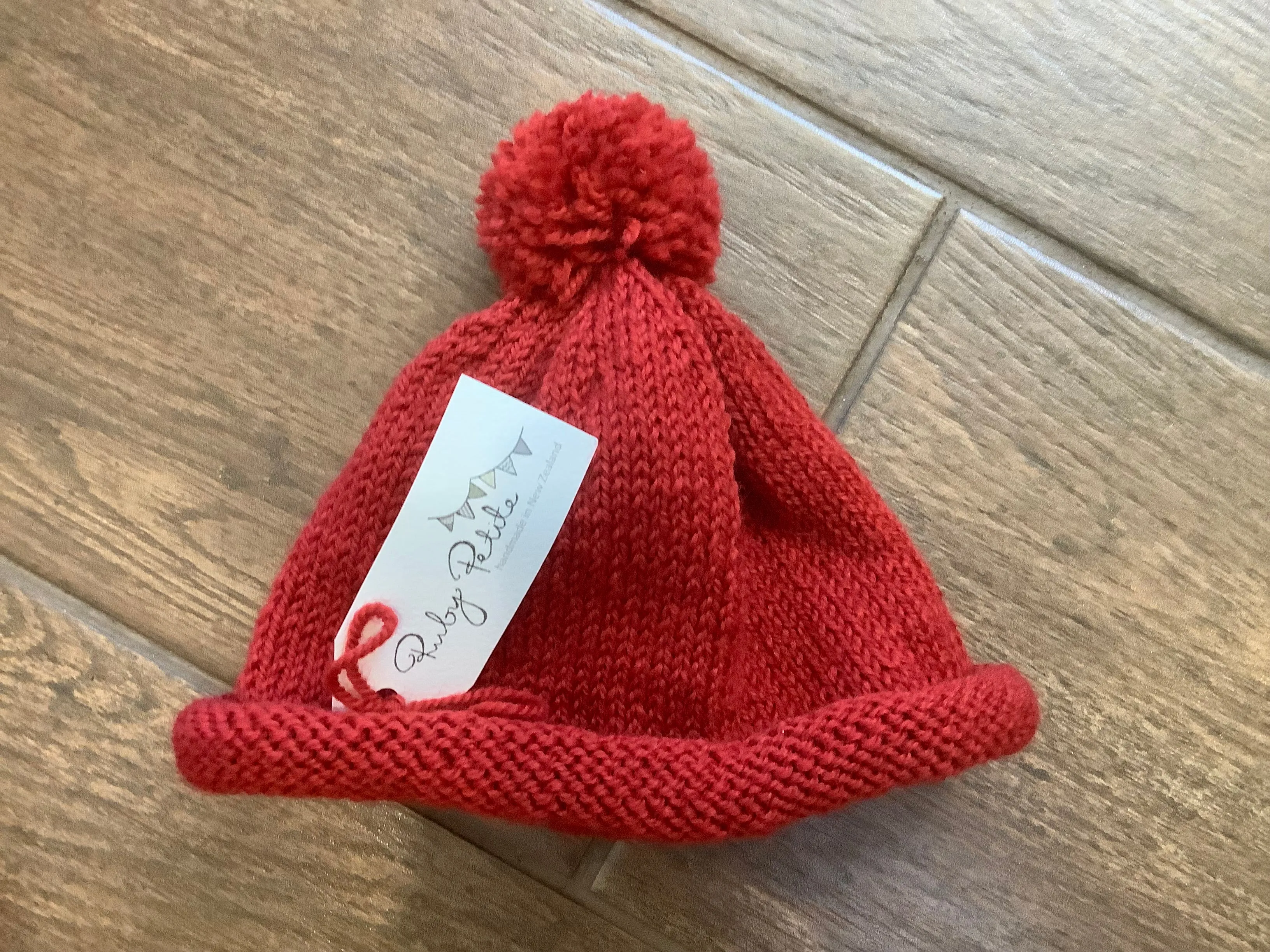 Hand Knitted Beanie with Pom Pom