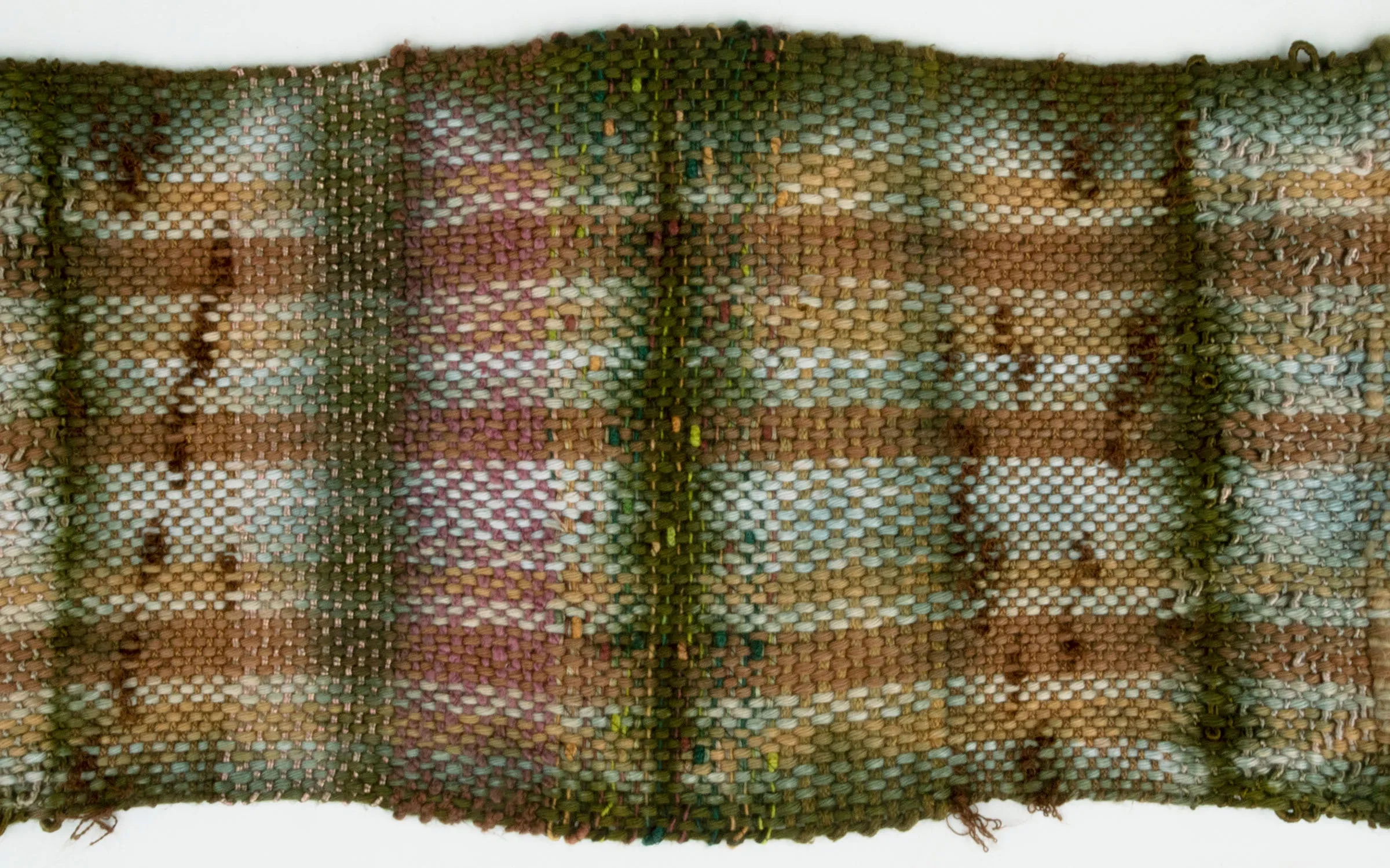 Handwoven and Overdyed Scarf, "Olive," 7" x 61"