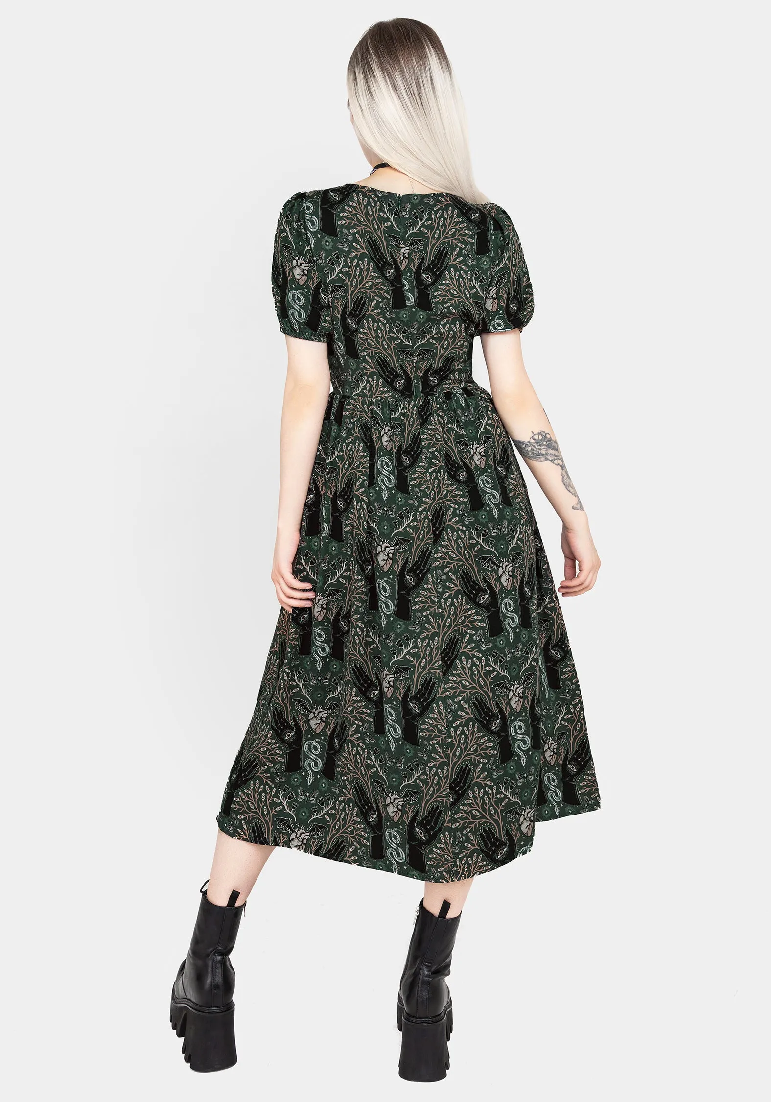 Hemlock Button Front Midi Dress - Green