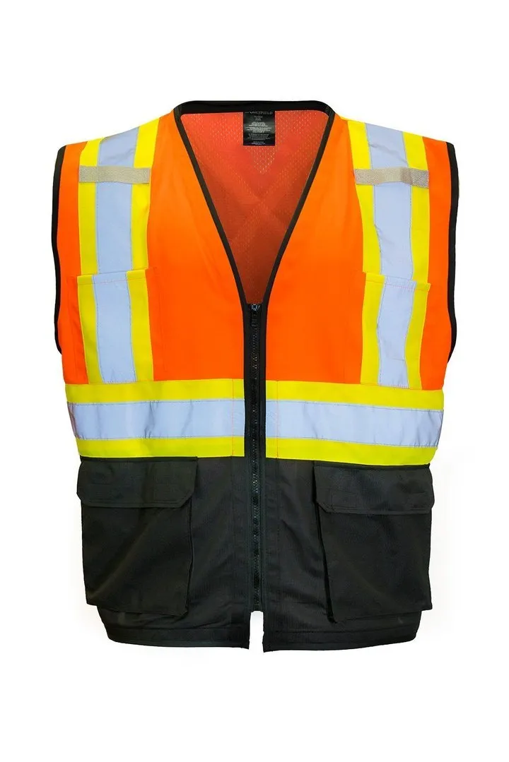 Hi Vis Traffic Safety Vest with Zipper Front (Orange)