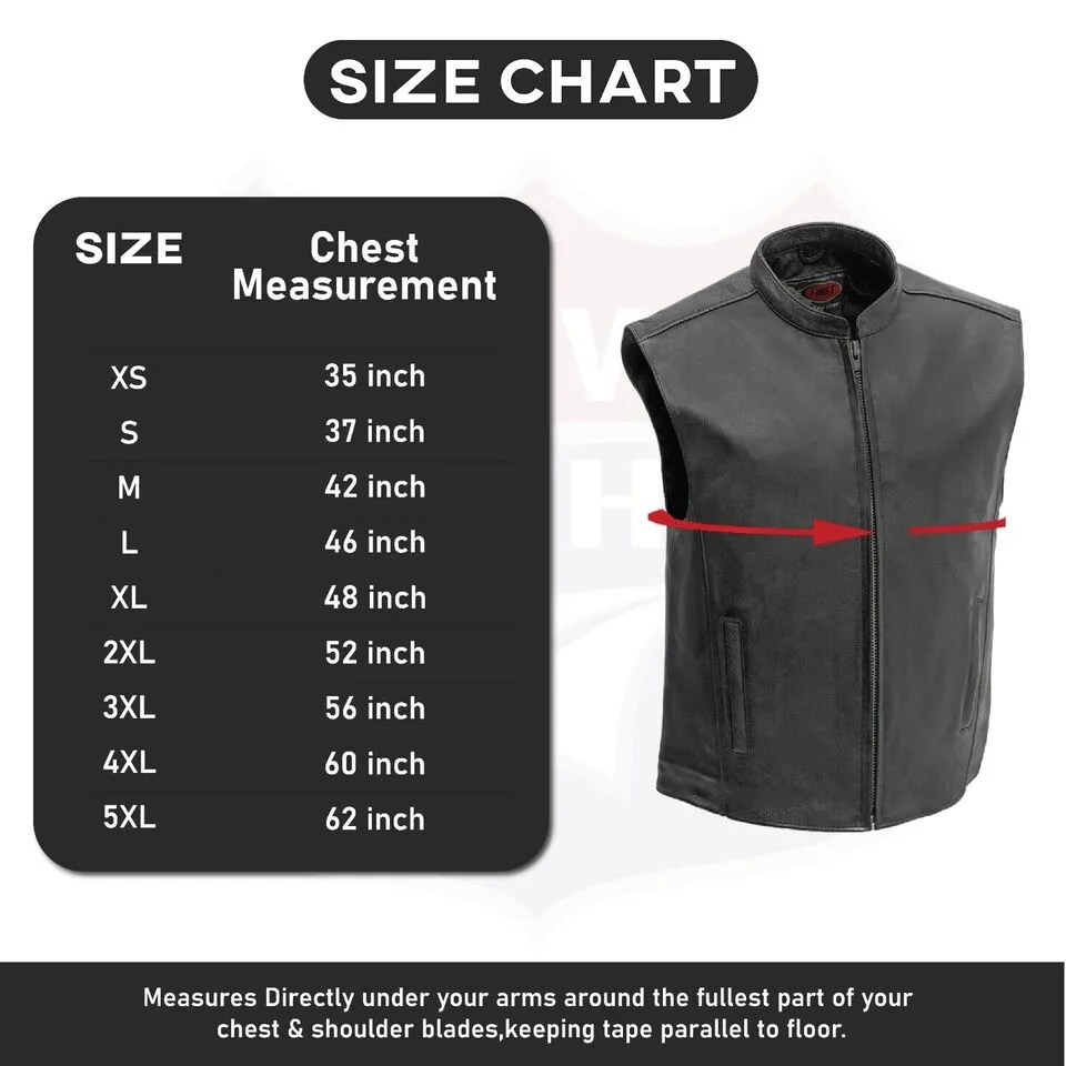 HL11656 Club Style Zippered Touring Vest With Collar