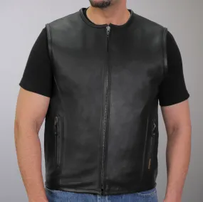 Hot Leathers VSM1036 Men's Black Motorcycle 'Conceal and Carry' Leather Biker Club Zip Vest