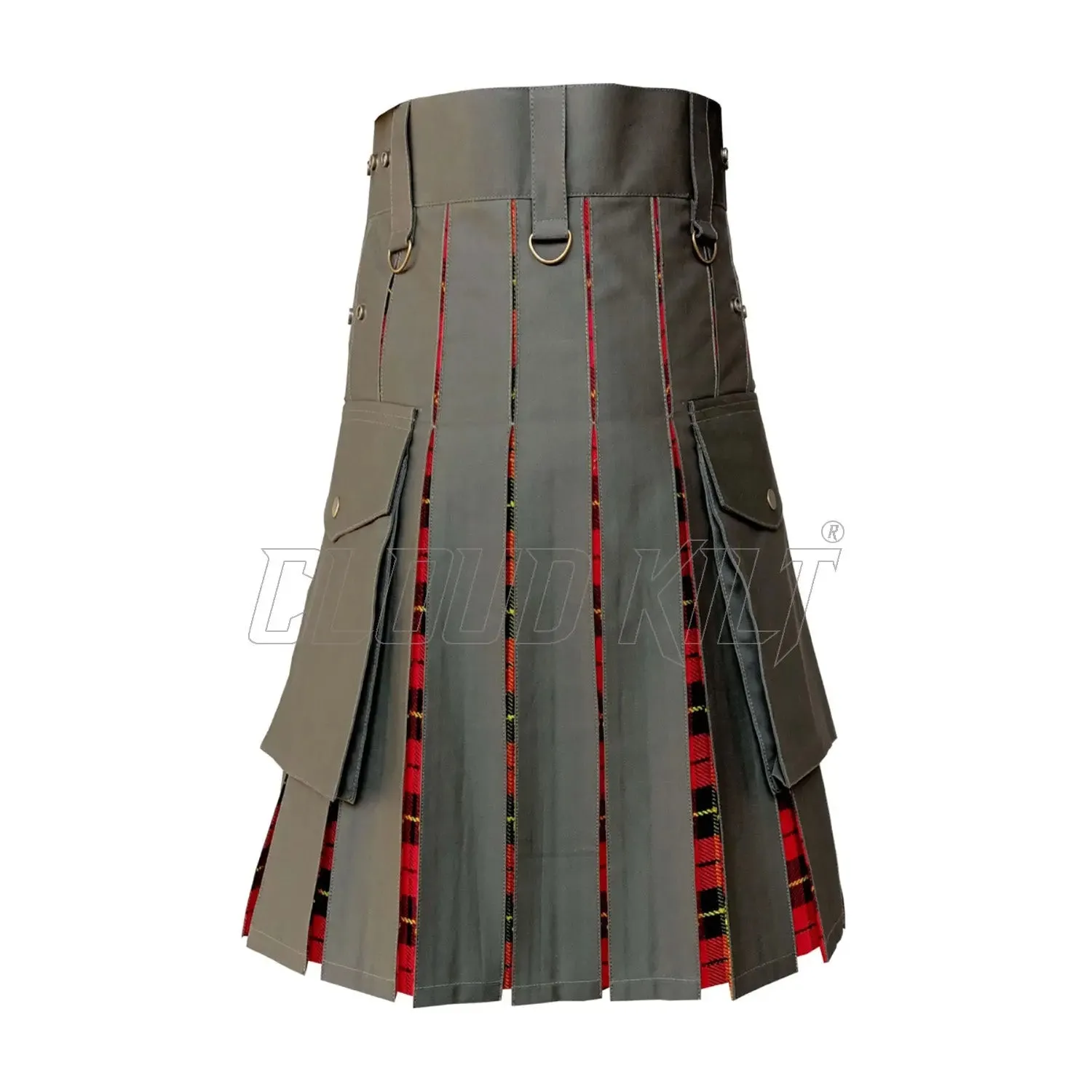 Hybrid Kilt Box Pleated Tartan Utility Kilt