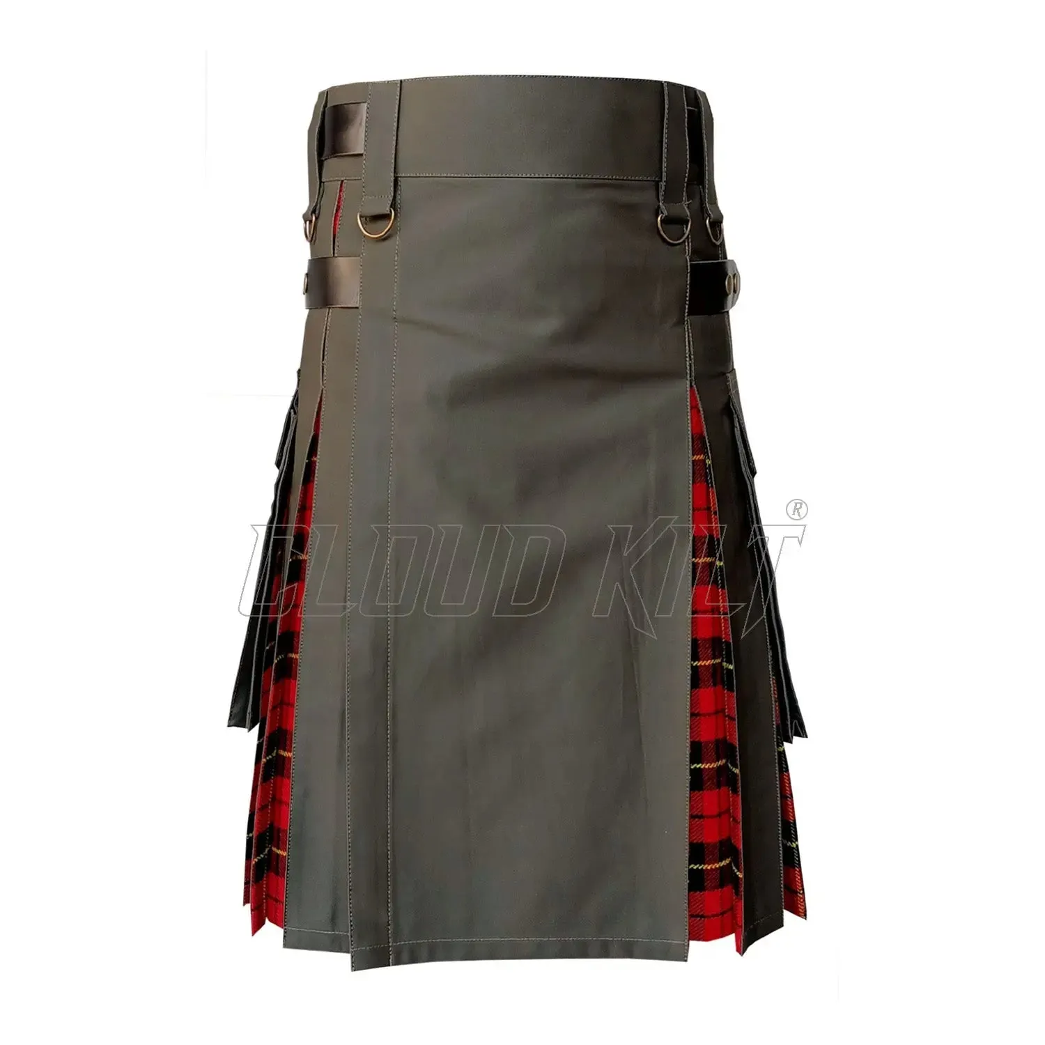 Hybrid Kilt Box Pleated Tartan Utility Kilt