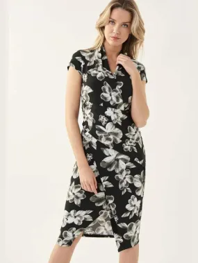 Joseph Ribkoff T Black White Floral Wrap Dress 221028 110