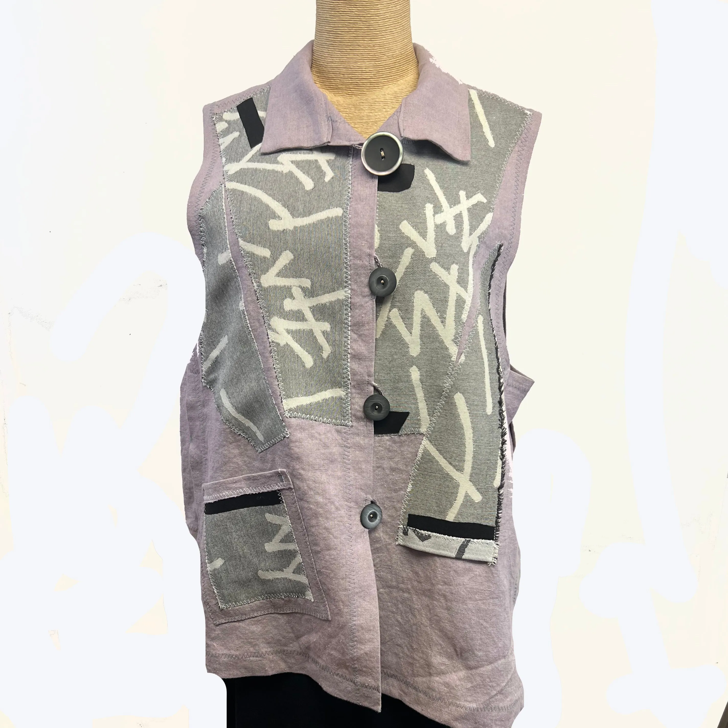 Joyce Wilkerson Vest, Jazz, Jacquard, Pale Violet/Grey, M