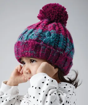 Junior Beechfield Corkscrew Pom Pom Beanie