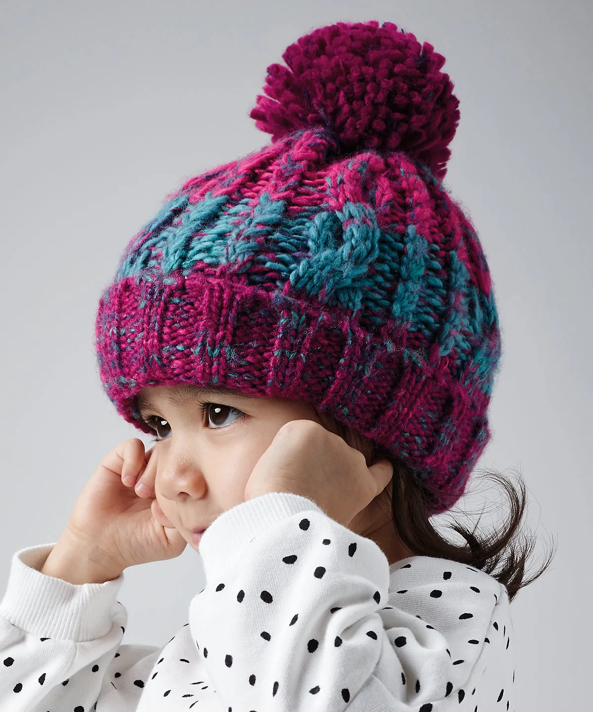 Junior Beechfield Corkscrew Pom Pom Beanie