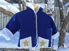 Kids Fleece Hooded Star Coat Jacket Royal Blue Polartec Polarfleece Custom Jacket