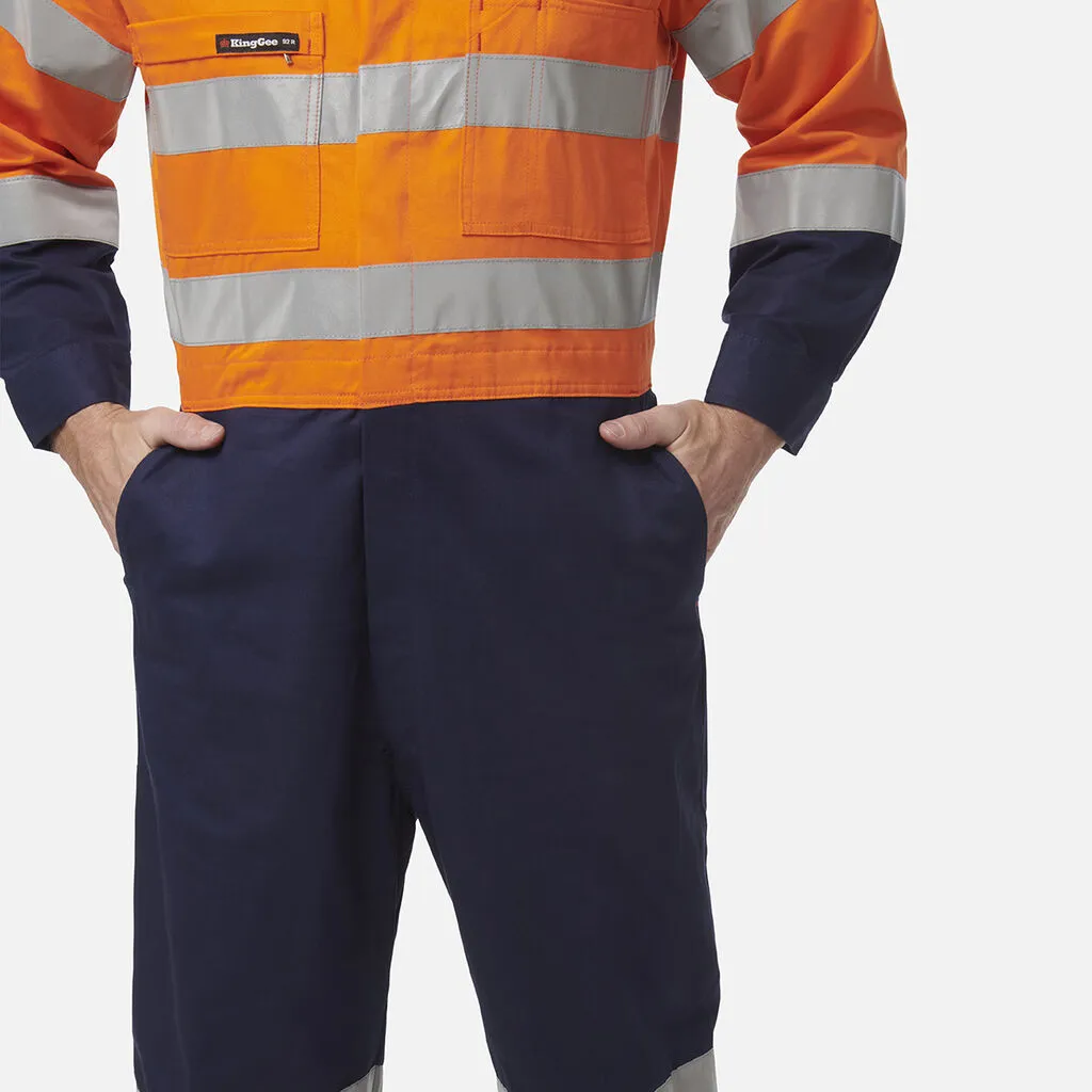 King Gee Originals Hi-Vis Reflective Two Tone Drill Work Overalls (K51525)