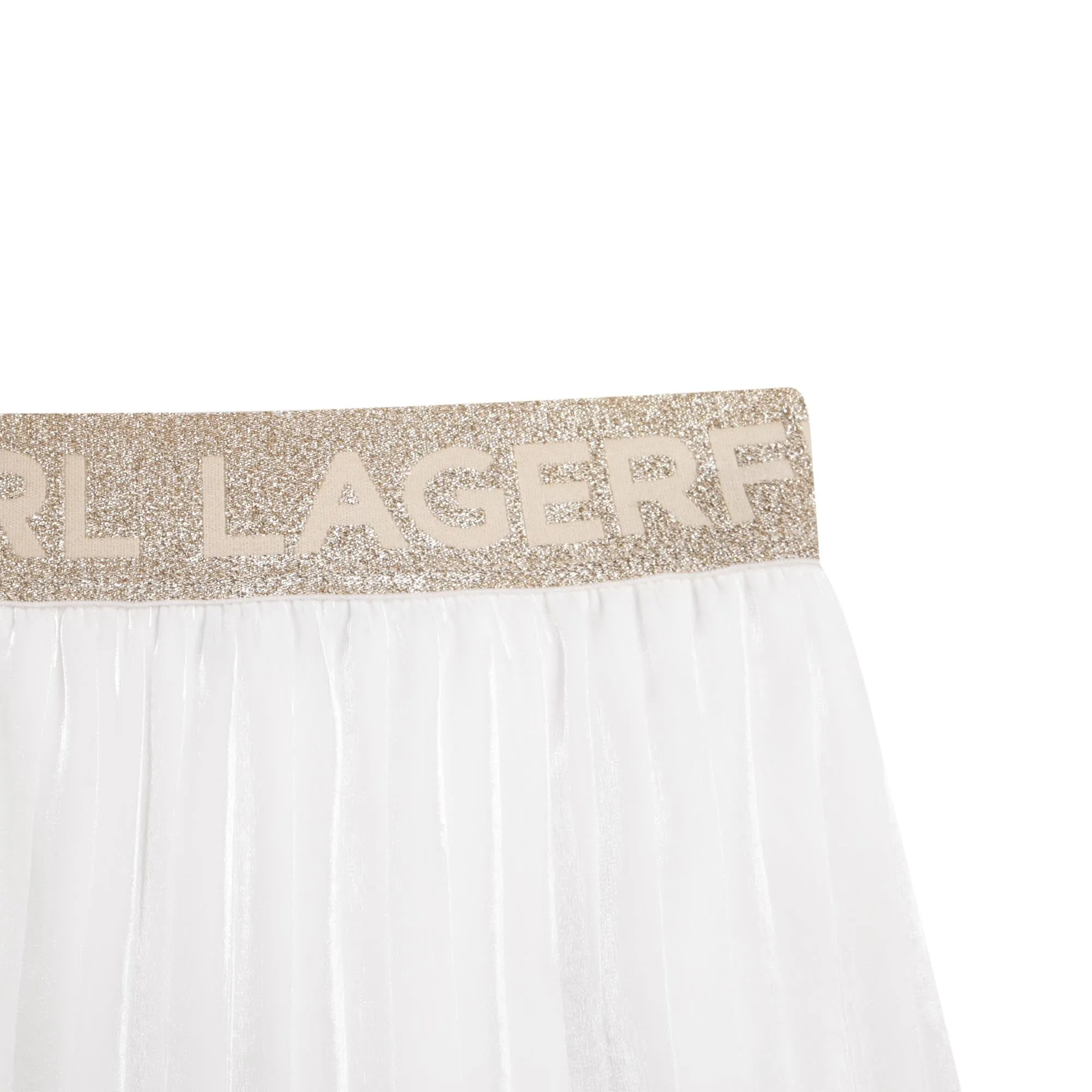 KL White Pleated Logo Skirt