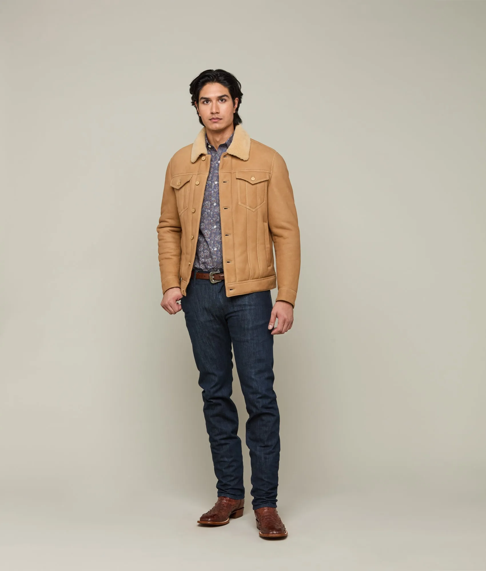 Kyle Shearling Trucker Jacket :: Natural