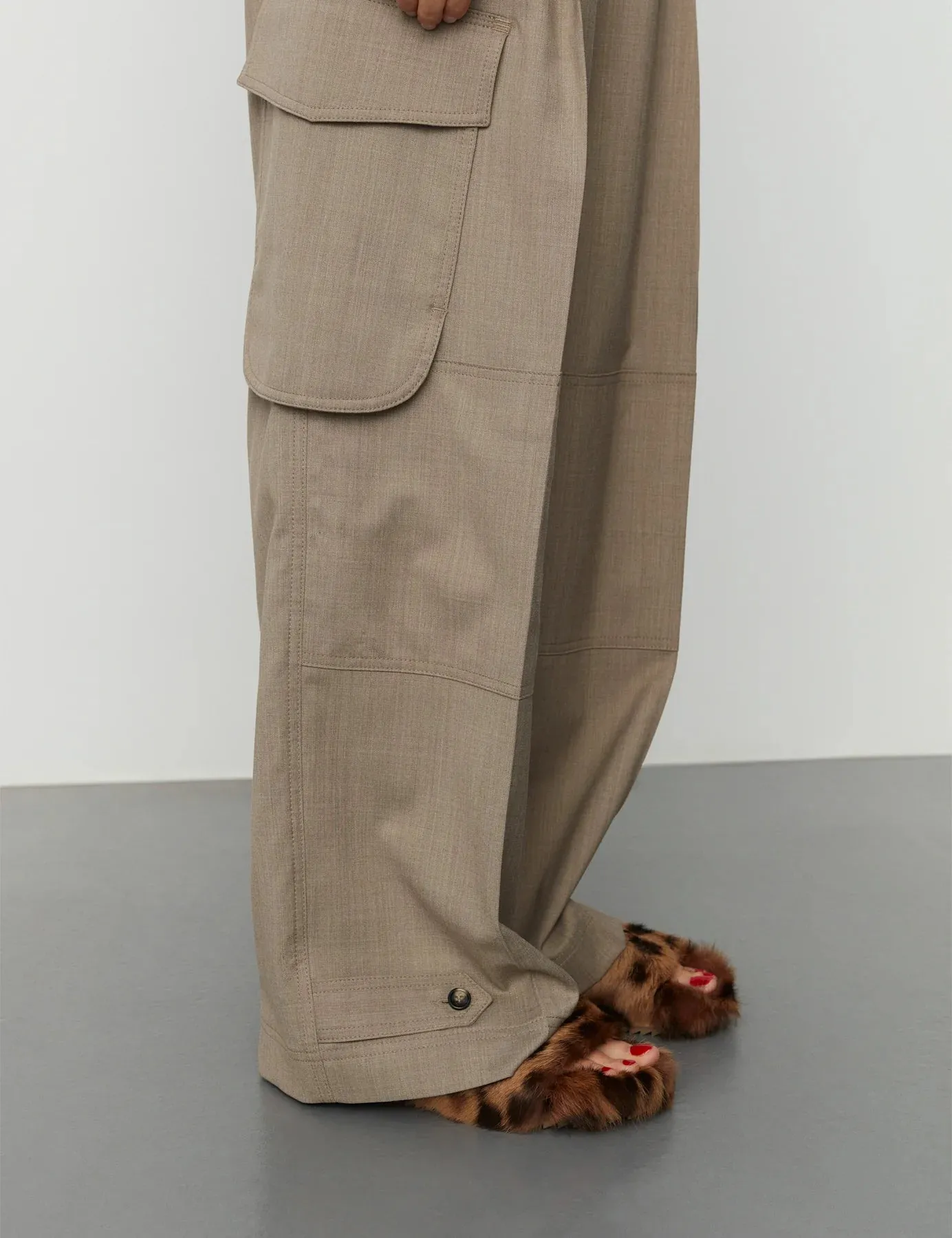 Lance Beige Wool Blend Pocket Trouser