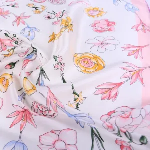 Large Square Satin Silk Scarf Spring Blossom Pink