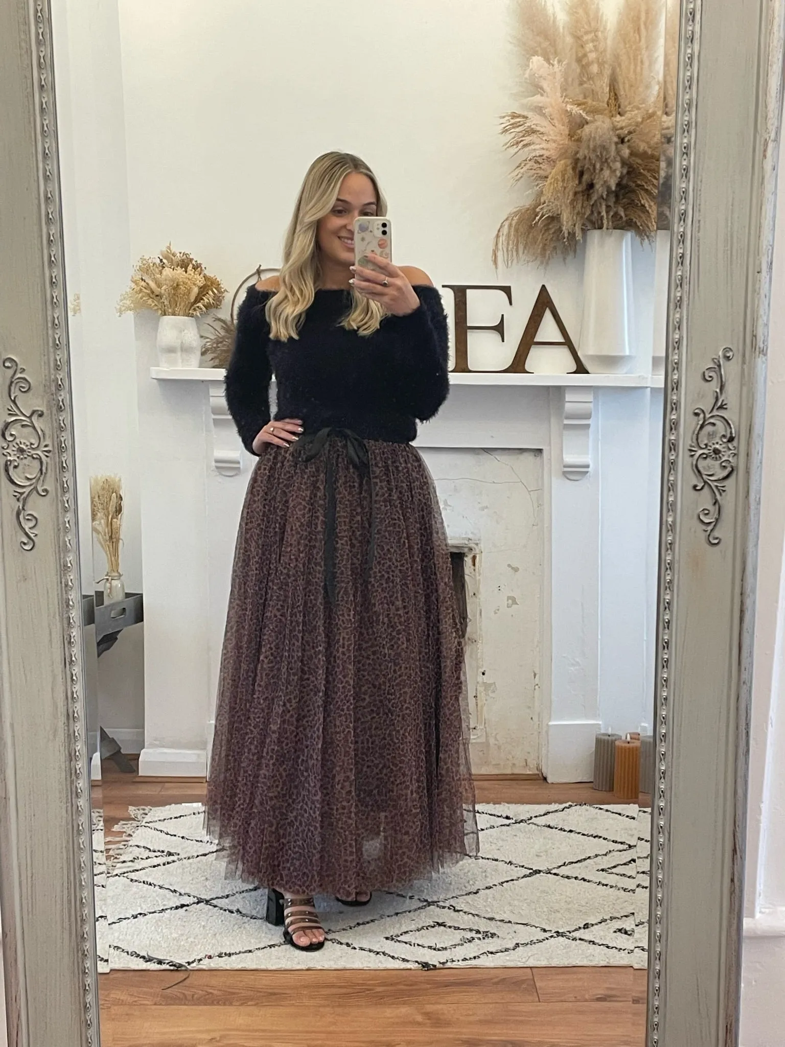 Leopard Print Maxi Tulle Skirt