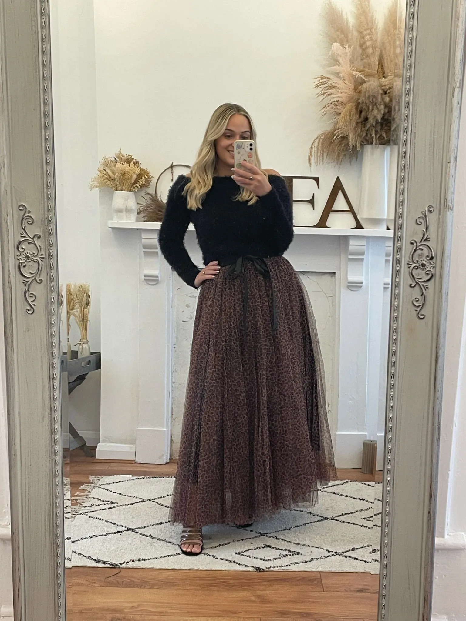 Leopard Print Maxi Tulle Skirt