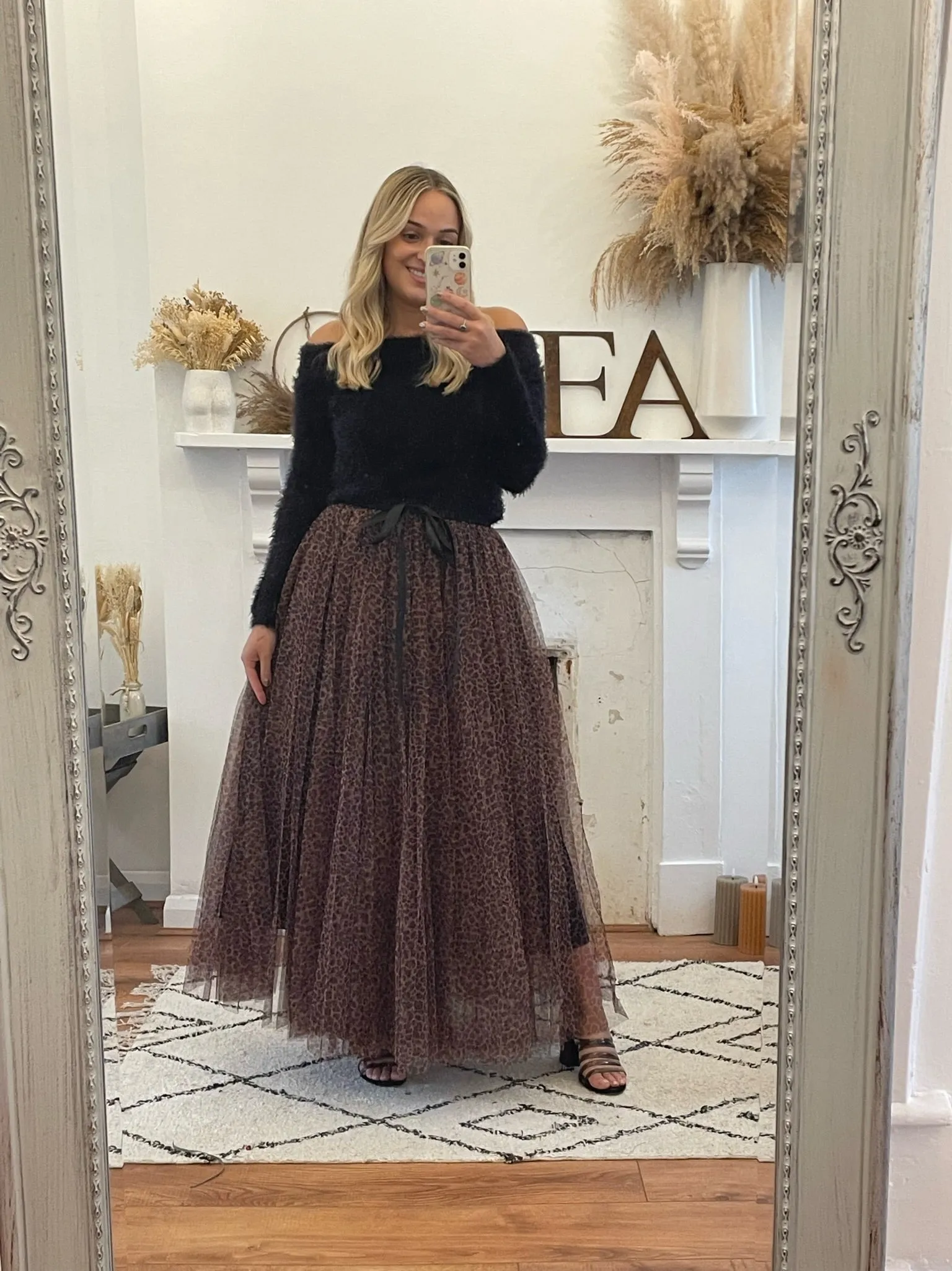 Leopard Print Maxi Tulle Skirt