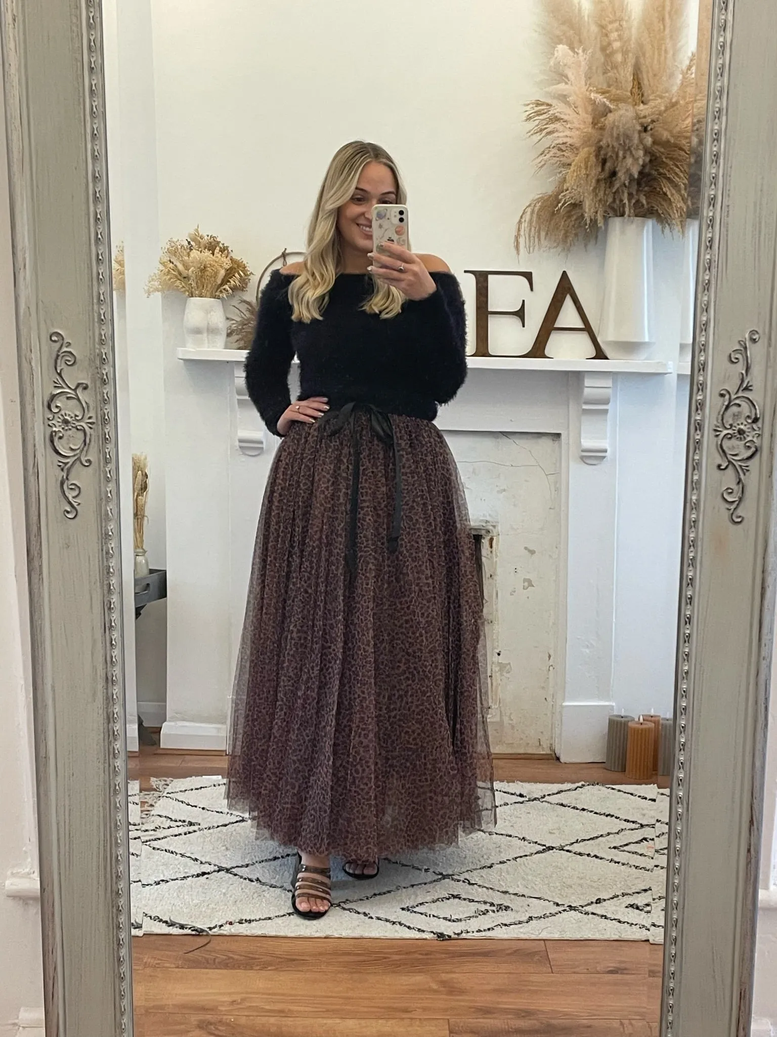 Leopard Print Maxi Tulle Skirt