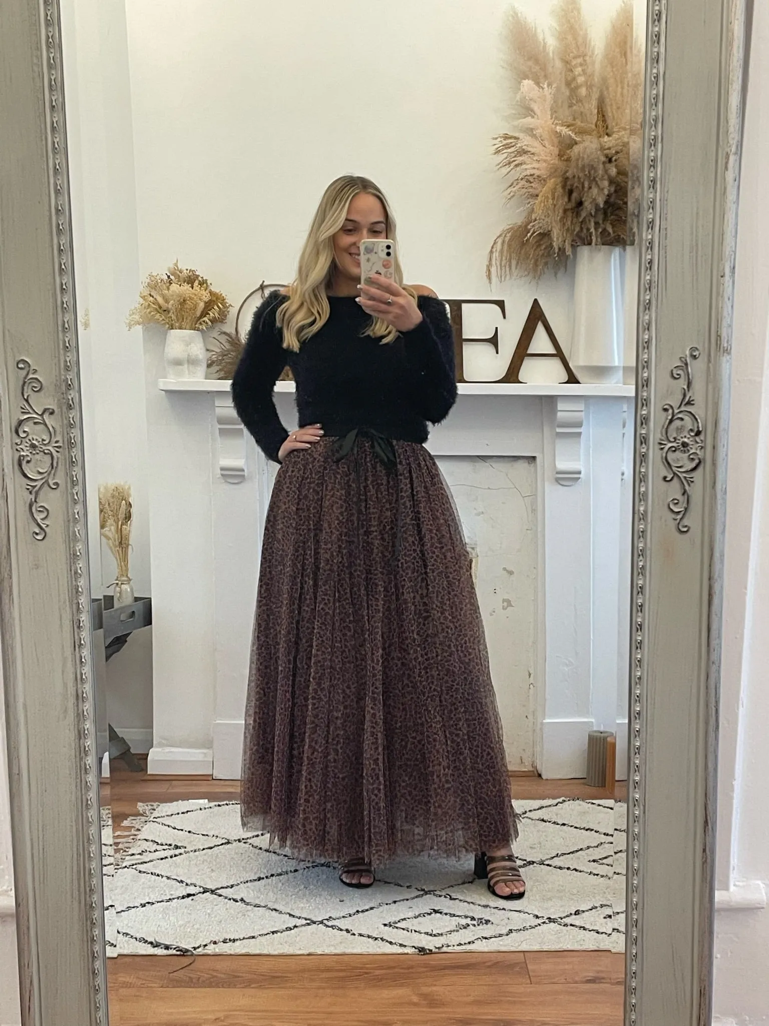 Leopard Print Maxi Tulle Skirt