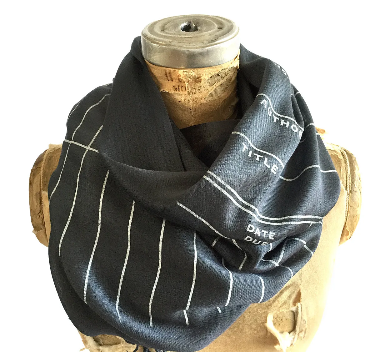 Library Date Due Card Scarf. Luxe weight