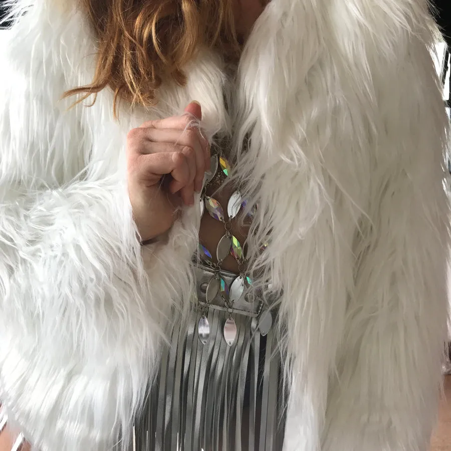 Limited Edition - LED Light Faux Fur Jacket - Flashing Rainbow Party