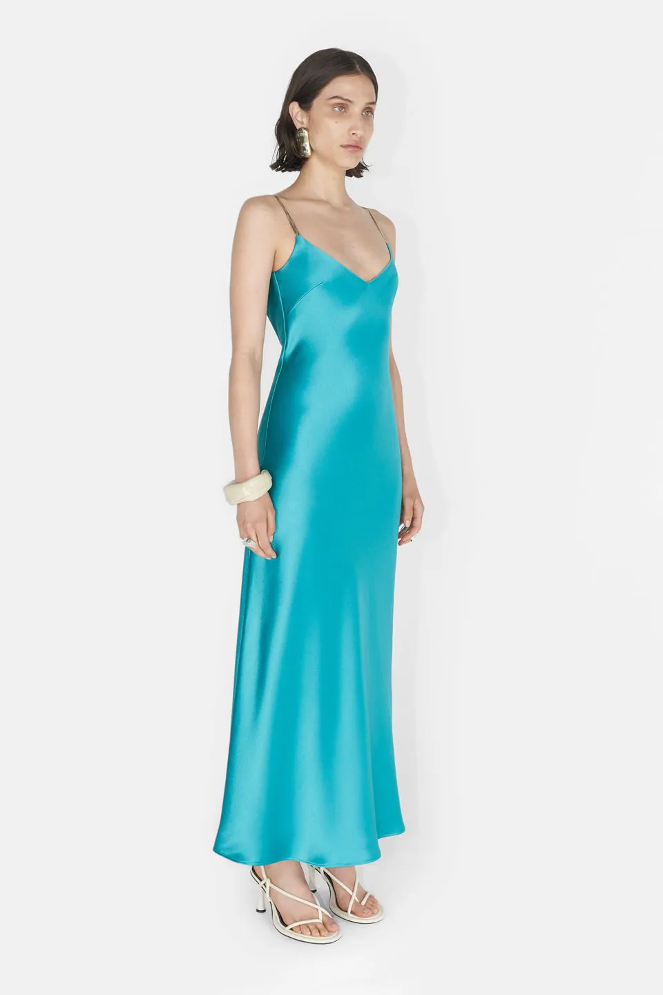 Liquid Chain Slip Dress - Lagoon