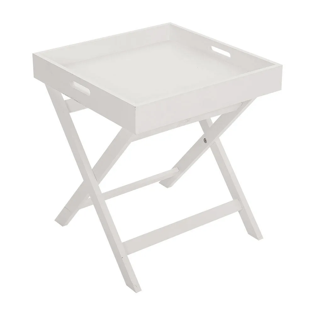 Living Room End Table White Foldable X-Shape Side Table