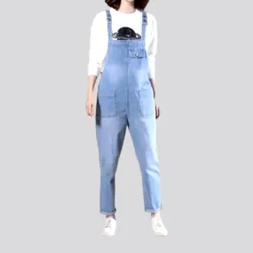 Loose pebble-washed jean women's overall