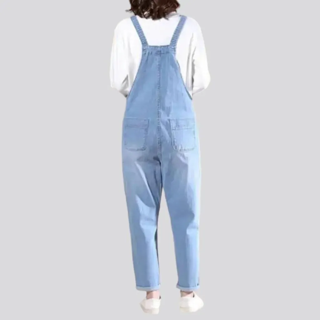 Loose pebble-washed jean women's overall