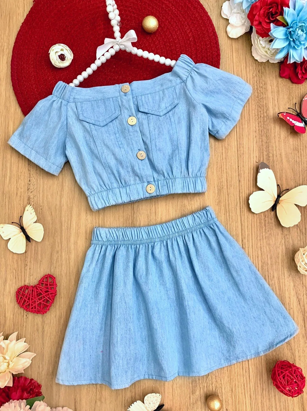 Love Never Fades Chambray Skirt Set